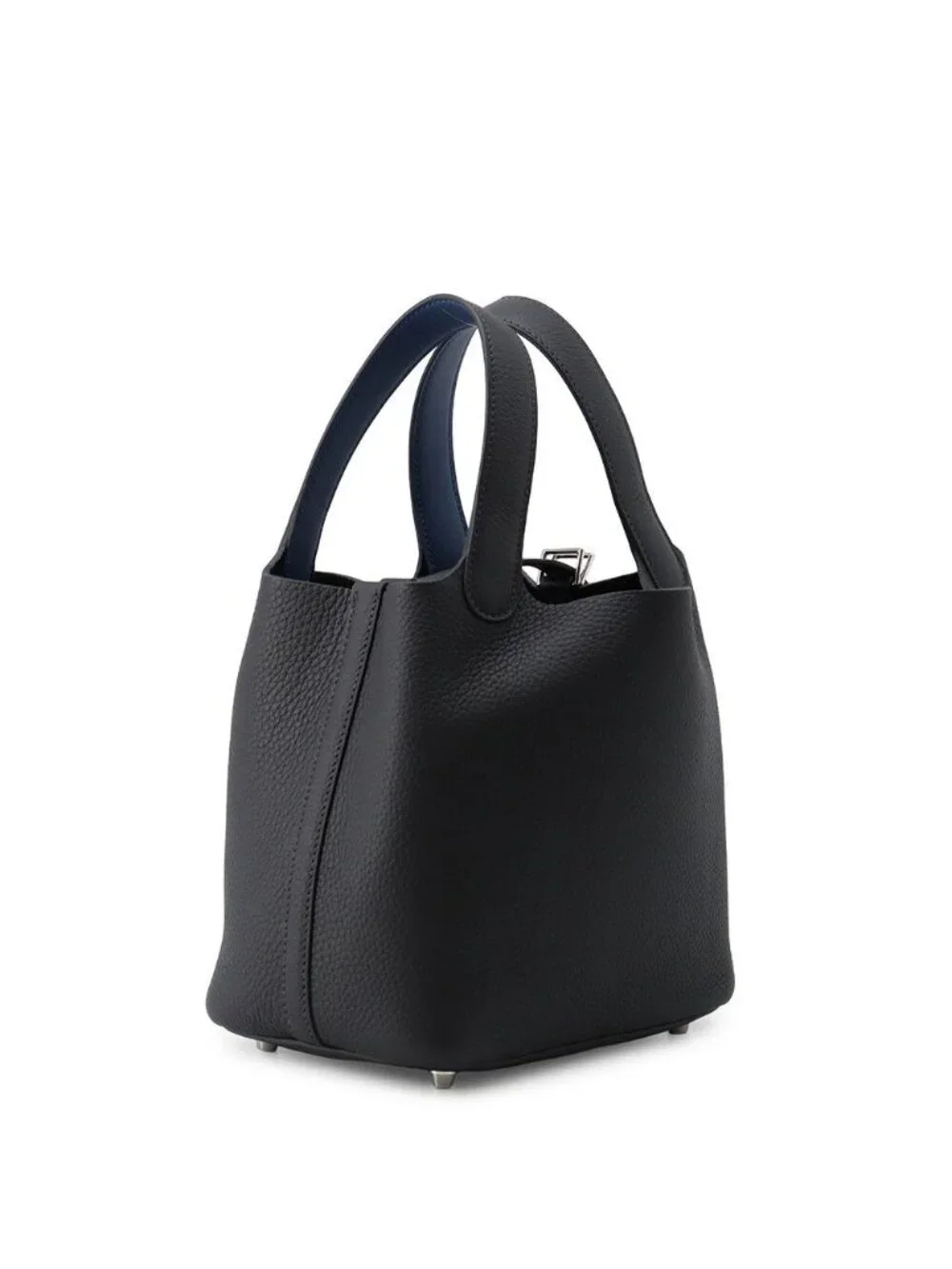 Hermes Handbag Picotin Lock PM Ecra Canvas Blue Thailand Silver Taurillon